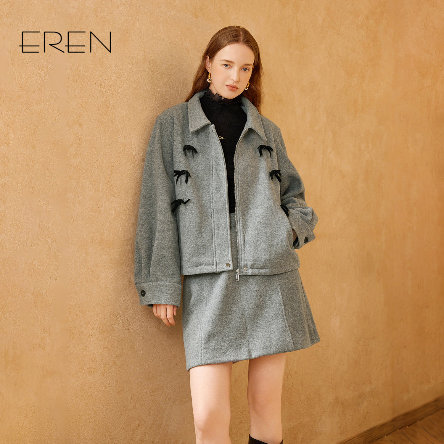 EREN新款外套+短裙减龄两件套