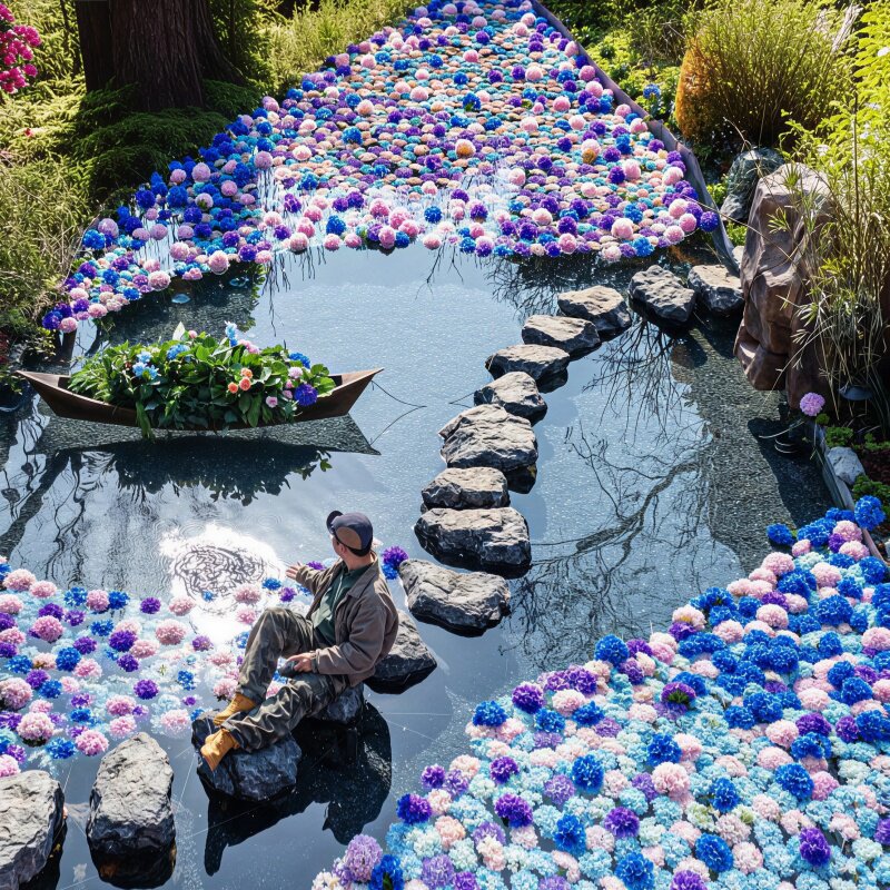 水下绣球仿真花婚礼景区打卡假花现场布置插花花材仿真花造景拍照
