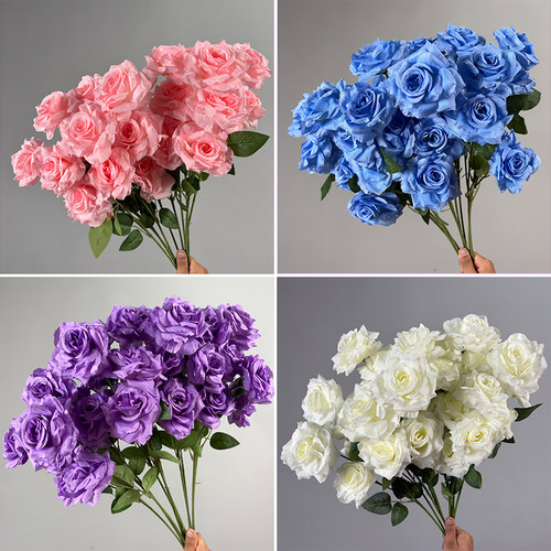婚庆仿真花3头钻石玫瑰莱菲玫瑰