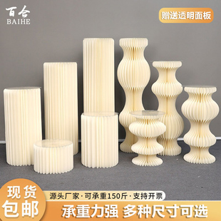 罗马柱展示台立柱圆柱摆件折叠婚庆道具甜品台装饰摆台纸质展台