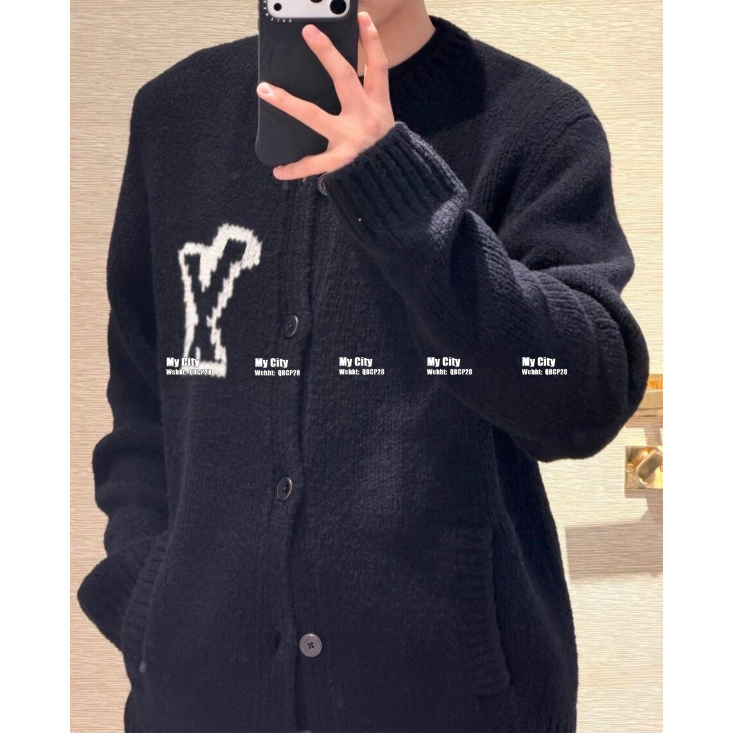 天花板！提花刺绣嵌花针织毛衣开衫男女休闲百搭宽松情侣装针织衫