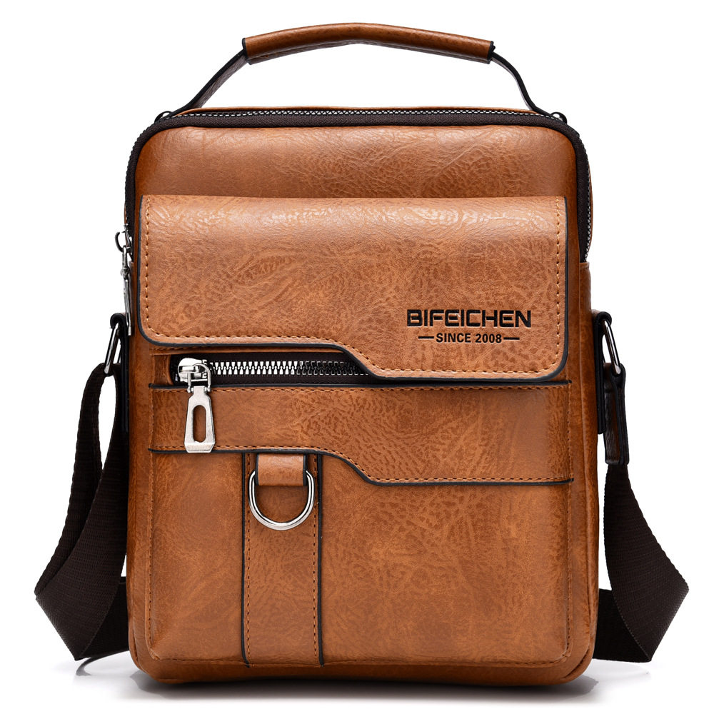 仅亏一天真皮斜男士单肩包复古竖款手提商务男包休闲男款皮包挎包