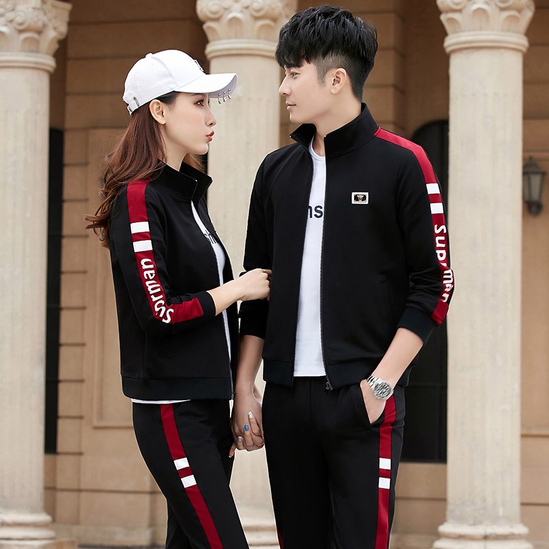 乔丹青年运动情侣套装女2025新款卫衣休闲服韩版宽松跑步服三件套