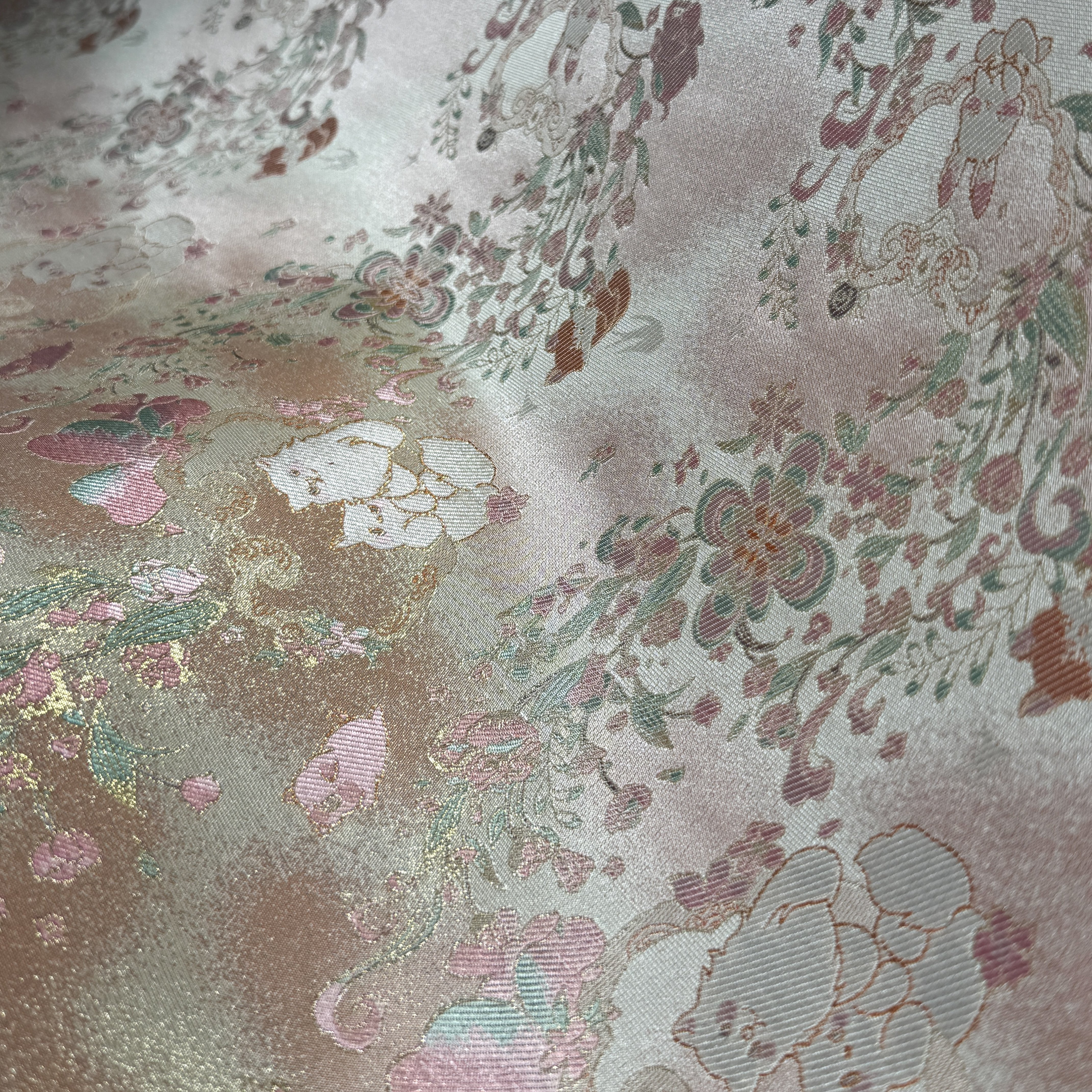 非遗传承织金宋锦布料春日宴粉色猫咪100桑蚕丝（除金线外）,纺织面料/辅料/配套,丝绸布料,淘宝优惠券,粉丝福利购,淘宝优惠卷