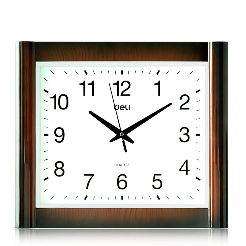 得力9008方形挂钟客厅简约