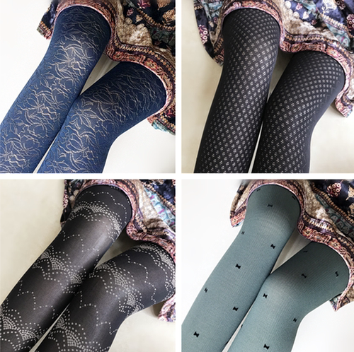 花纹甜美风彩色圆点蝴蝶结丝袜