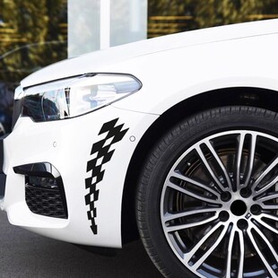 汽车个性炫酷轮眉车贴 车身格子旗贴 遮盖划痕瑕疵贴纸贴纸伤痕贴
