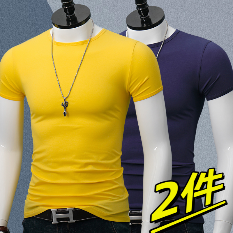 莫代尔棉短袖T恤男装圆领