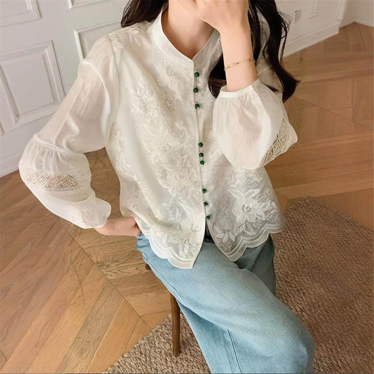 2026春新中式宽松显瘦女衬衫