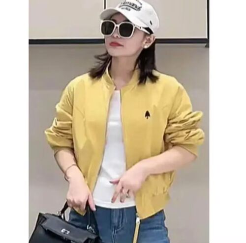 春秋韩版棒球领刺绣显瘦女夹克