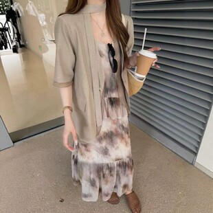 2026春夏宽松气质欧根纱拼接休闲西装外套女高级感小个子飘带西服
