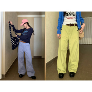 2026早春韩系穿搭休闲纯色100%棉中腰阔腿休闲裤 CCKOK 女 现货