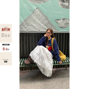 少女小众半身裙 法式 CCKOK 白色蕾丝小花边钩花蛋糕裙2026春夏新款