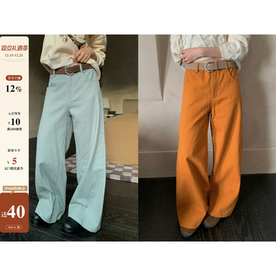 CCKOK纯色简约洗水棉休闲裤