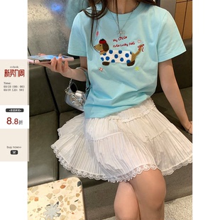 港风小众设计短袖 新款 女潮ins 可爱腊肠小狗2026正肩T恤夏季 CCKOK