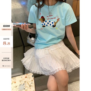 CCKOK 新款 港风小众设计短袖 女潮ins 可爱腊肠小狗2026正肩T恤夏季