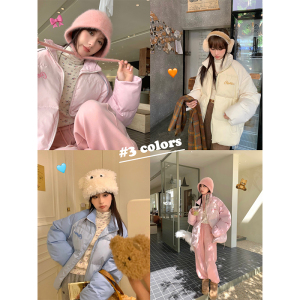 CCKOK 马卡龙配色少女感棉服2023冬季新款纯色面包服棉袄