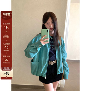 CCKOK2026早春韩系通勤穿搭 休闲简约炒色100%棉工装外套夹克女