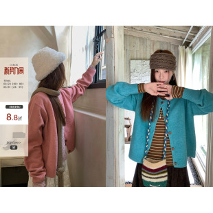 纯色圆领针织毛衣长袖 秋冬新品 CCKOK 开衫 现货