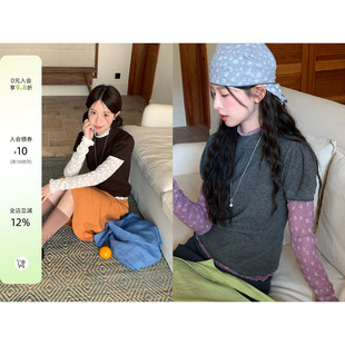 CCKOK 夏季新品百搭休闲多色可选 纯色公主袖短袖针织上衣