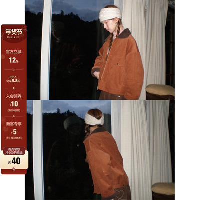 CCKOK羔毛翻领灯芯绒外套