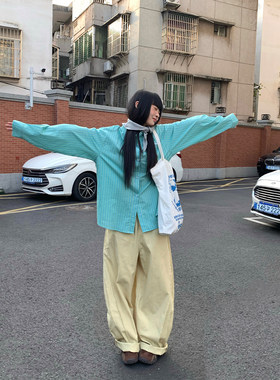 CCKOK2026夏季新品韩系通勤穿搭 薄荷蓝绿小格纹棉衬衫外套女