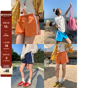 【现货】CCKOK 夏日色调白边速干运动短裤两条杠休闲五分热裤女夏