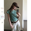 CCKOK蛋糕字母印花短袖2026夏季新款复古休闲舒适修身短款T恤女