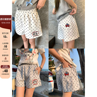 直筒运动休闲五分裤 CCKOK 新款 2025夏季 女 波点小猫刺绣休闲短裤