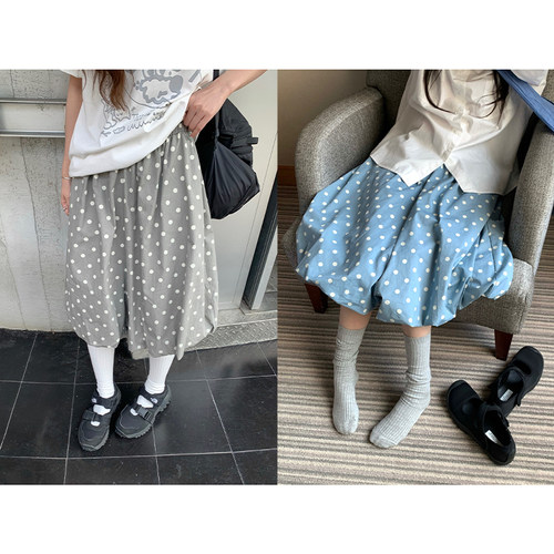 CCKOK波点花苞休闲中裙裤