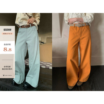 CCKOK纯色简约洗水棉休闲裤