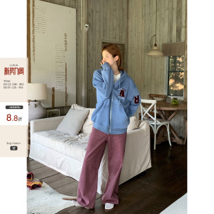 洗中低腰洗水棉休闲裤 CCKOK 秋季 复古工装 女 直筒阔腿长裤 现货