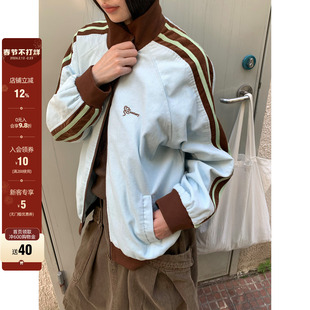 CCKOK2026早春新品韩系通勤温柔风 撞色织带运动风灯芯绒外套女