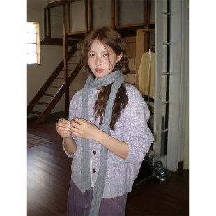 秋季 混色毛线麻花翻领针织毛衣开衫 CCKOK 软糯温柔外套女 现货