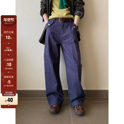 【现货】CCKOK韩系穿搭少女风休闲百搭纯色翻盖口袋日系工装裤女