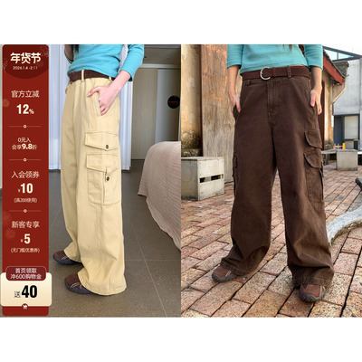 CCKOK 2026早春新品韩系穿搭休闲 重工明线洗水100%棉工装休闲裤