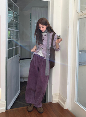 CCKOK 炒洗灯芯绒日式弯刀休闲裤2025秋季新款小众直筒阔腿裤女