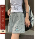 现货 CCKOK 星星月亮小熊刺绣短裤 高腰小个子休闲A字热裤 女夏