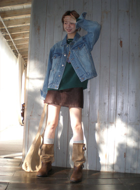 CCKOK 重工洗水浅蓝牛仔外套2026春季bf宽松甜酷休闲夹克女