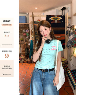 CCKOK 0407 T恤 满印小波点正肩修身