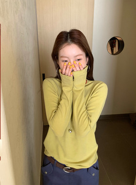 CCKOK 秋冬韩系气质通勤百搭修身纯色半高领羊绒打底衫女上衣