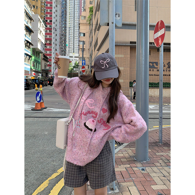 【现货】CCKOK 毛绒彩点毛巾绣连帽毛衣秋冬慵懒软糯粉色针织衫女,女装/女士精品,毛衣,淘宝优惠券,粉丝福利购,淘宝优惠卷