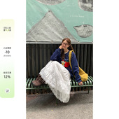 少女小众半身裙 法式 CCKOK 白色蕾丝小花边钩花蛋糕裙2026春夏新款