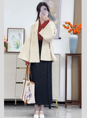 锦绣辞【晚秋】原创汉服宋制对襟袄针织飞机袖厚八分旋裙日常春秋