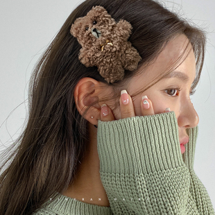 可爱秋冬边夹毛绒卡通发夹少女侧边气质大号BB夹2022年新款发卡子