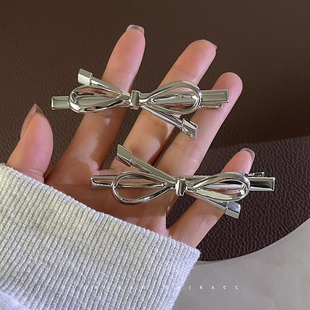 高级感金属蝴蝶结发夹头饰女侧边刘海碎发鸭嘴夹发卡时尚大号边夹