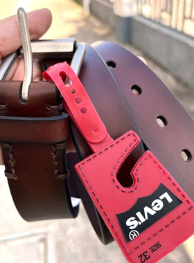 现货3.8cm宽美国正品李维斯真皮腰带针扣皮带男士牛仔11lv02wg