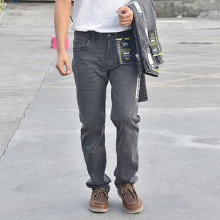 lee 男显瘦高弹灰色201 mvp 直筒牛仔裤 8439 slim中腰修身 美国正品