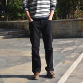 8908 男中腰纯棉厚200 13.3oz现货正品 lee美国宽松直筒黑色牛仔裤