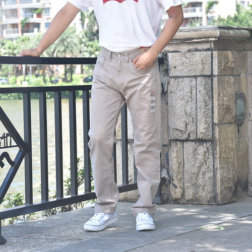 12.8oz美国正品李维斯505中腰宽松直筒浅卡其牛仔裤男00505-2845